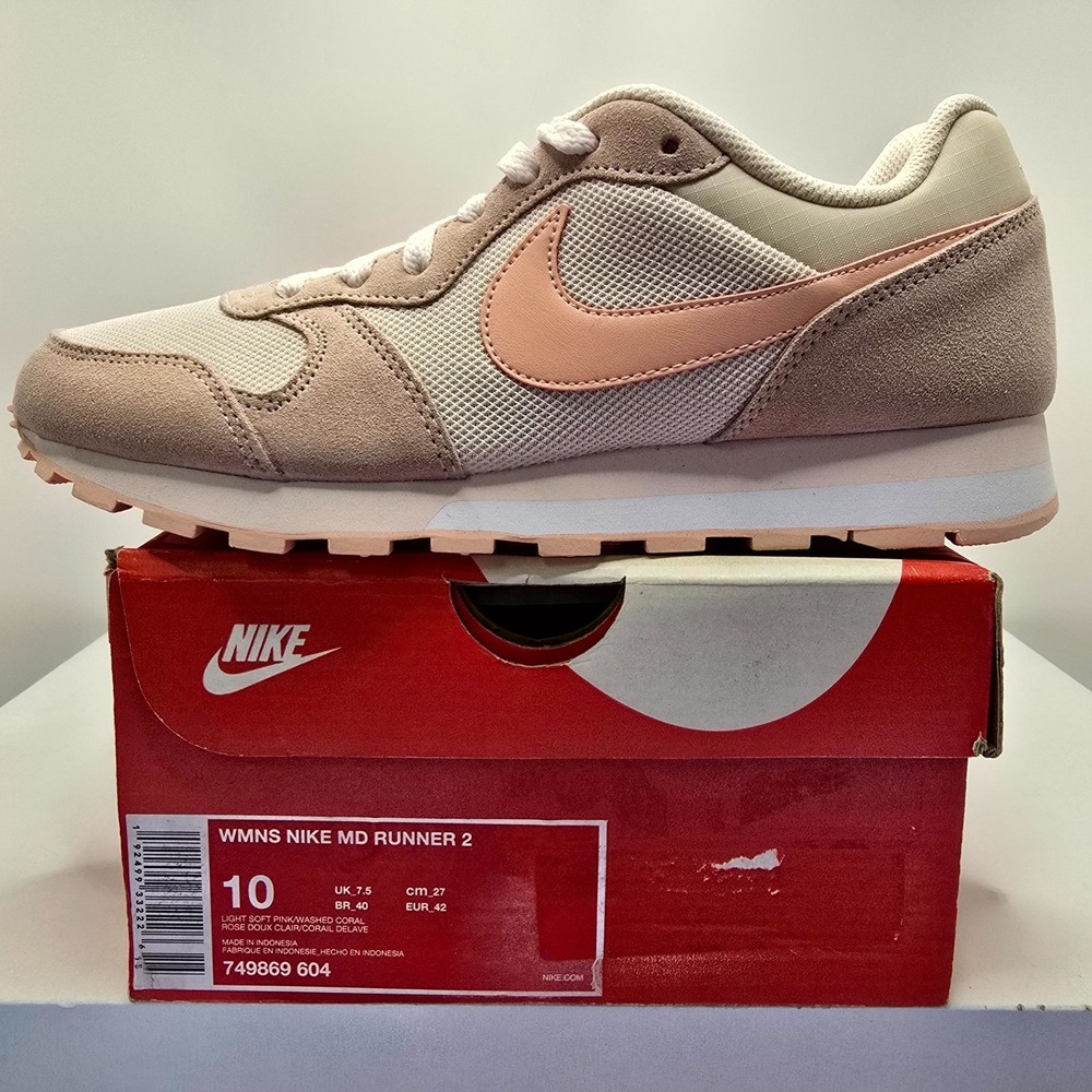 Nike MD Runner 2 749869-604 Womens 10 Running Shoes Light Soft Pink Sneaker